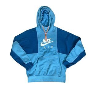 Nike Air Colorblock Hoodie Pullover Sweatshirt Mens Small Blue Orange